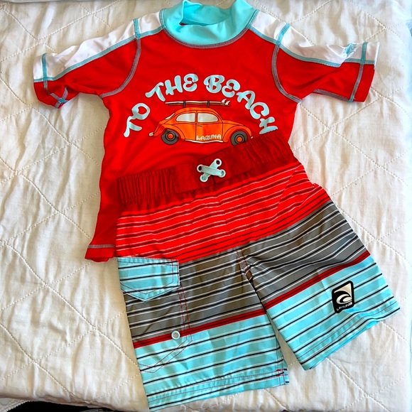 Laguna Boys 2Pc VW Bug To The Beach Boys Swim Set Size 2T NWT - Picture 3 of 17
